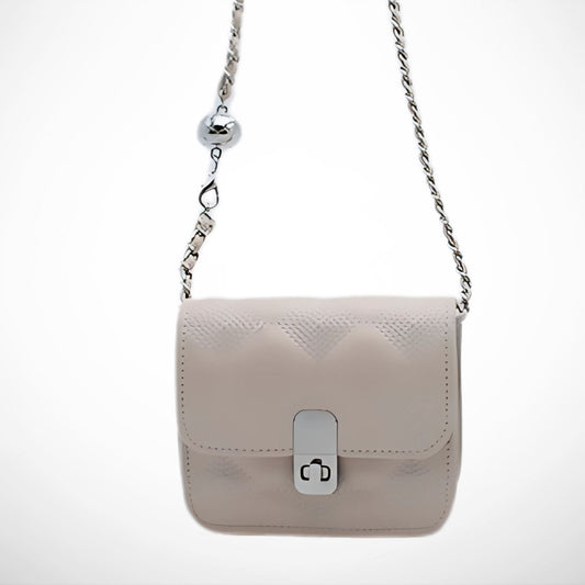 Cream Mini Crossbody with Long Chain Strap