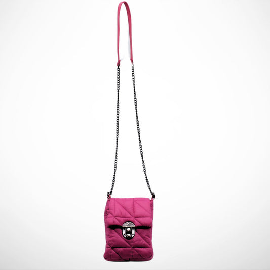 Hot Pink Quilted Telephone Crossbody with Chain