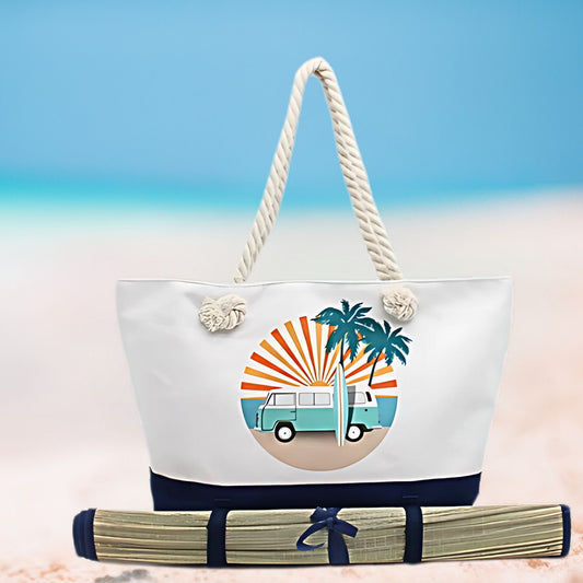 Car Beach Bag with Velcro Mat Towel Holder