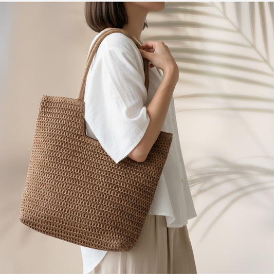 Woven Paper & Straw Shoulder Bag
