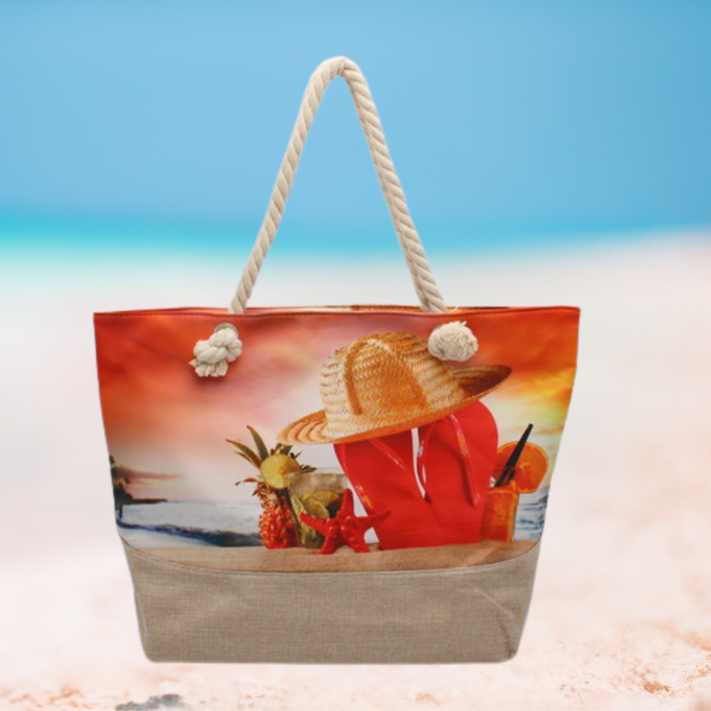 Sunset Print Beach Bag