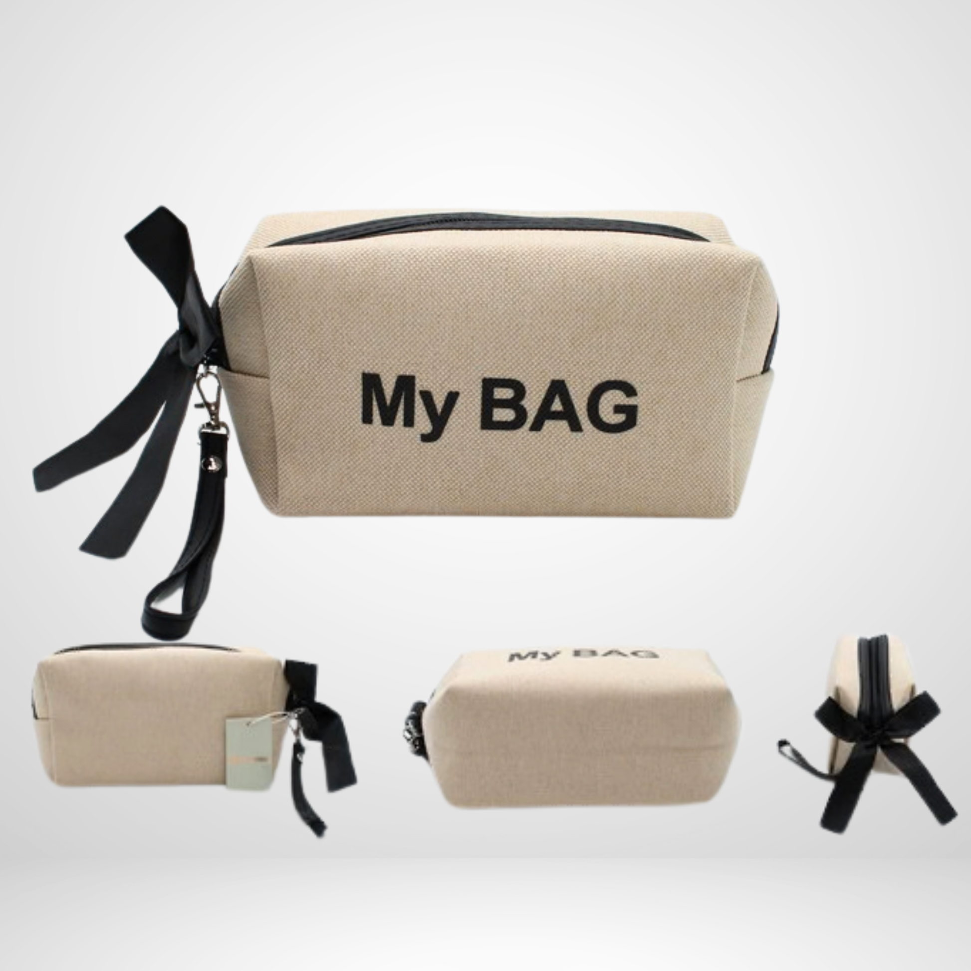 Beige bag with 'My Bag' text on a white background