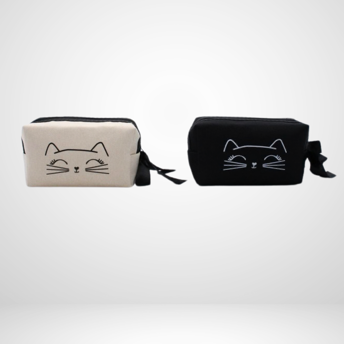 Stylish smart cosmetic bag with tonal zipper and wrist strap. Compact, travel‑friendly design keeps essentials secure. Available in beige and black.