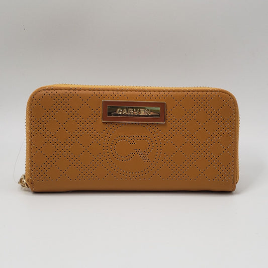 Mustard Perforated Zipper Wallet