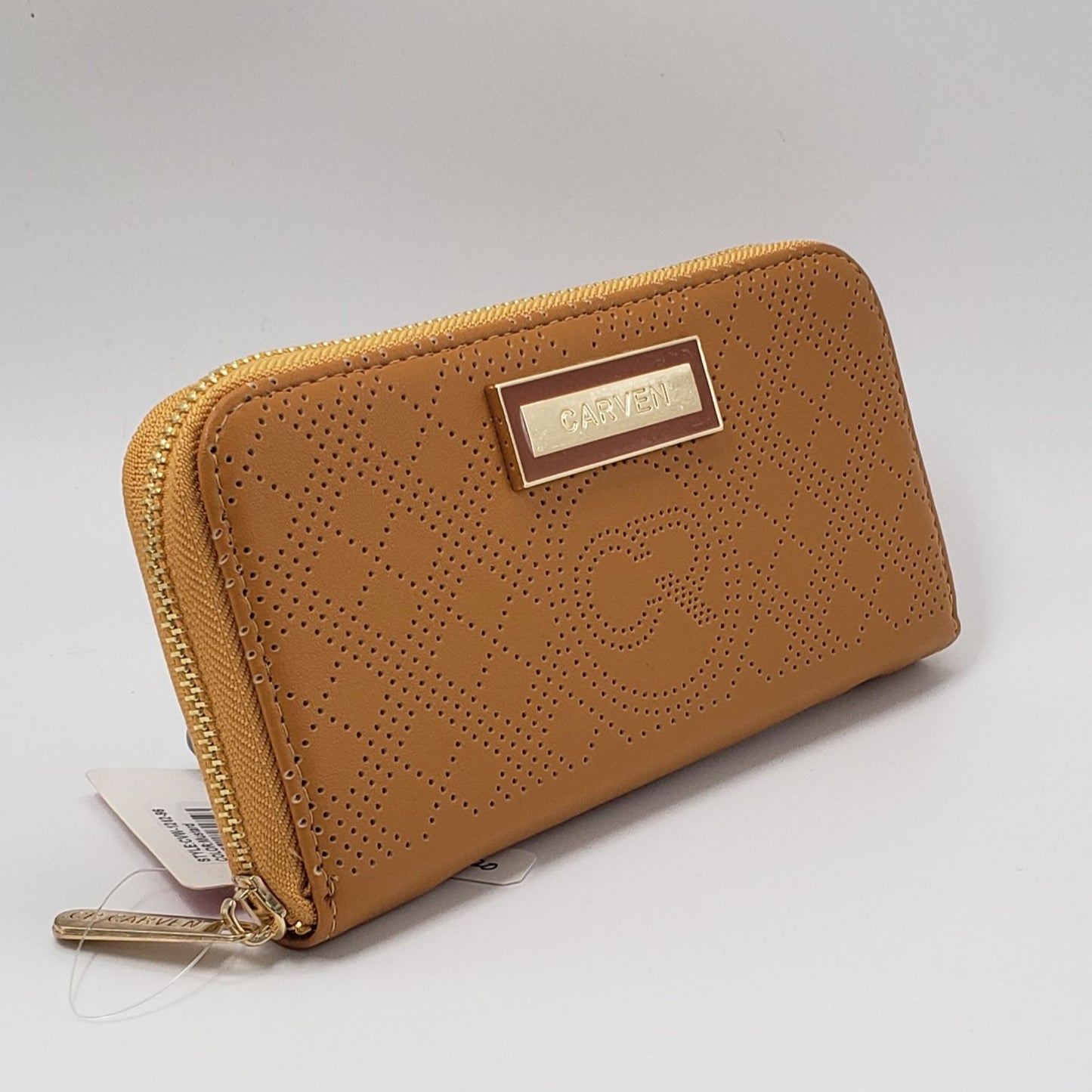 Mustard Perforated Zipper Wallet