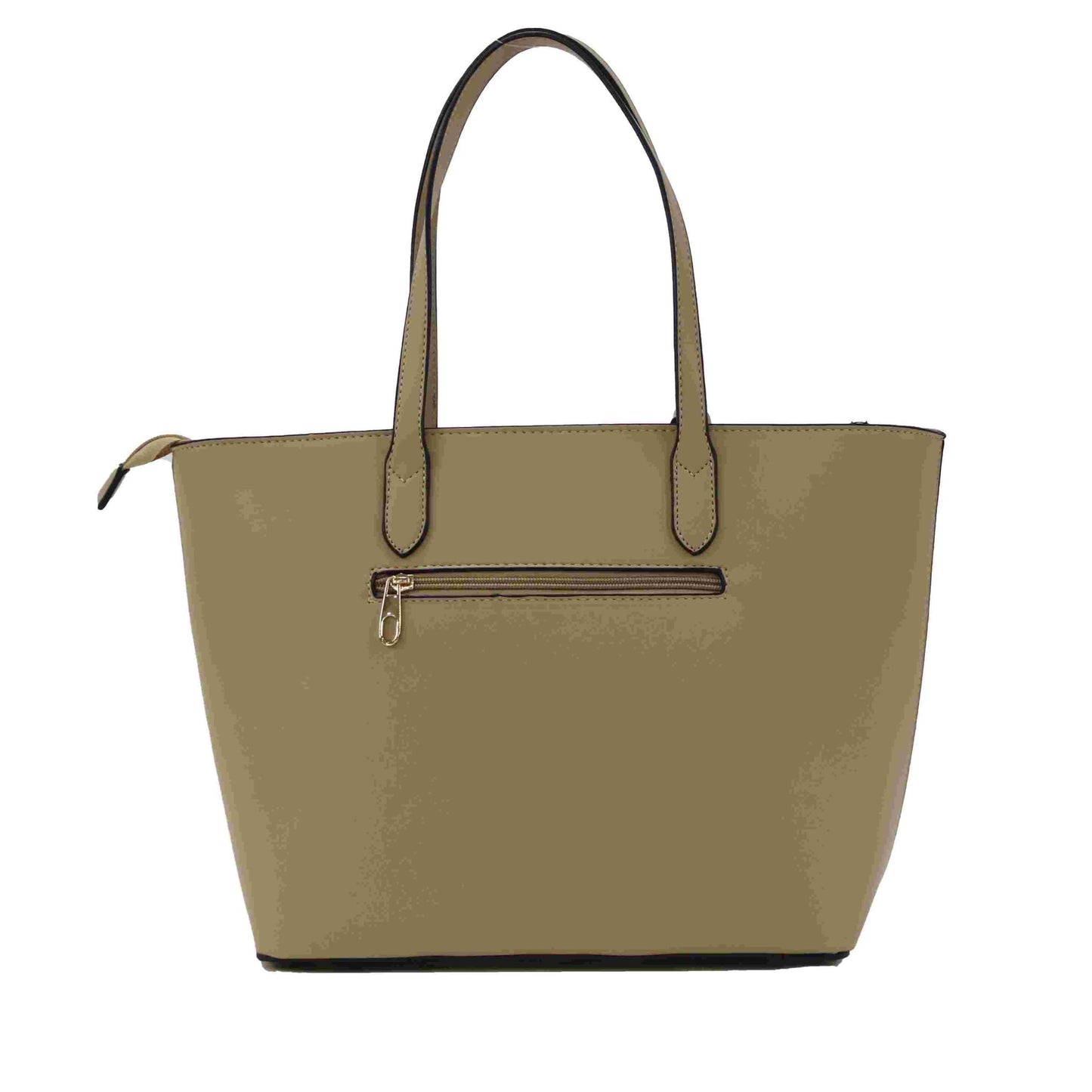 Beige Solid Tote Bag with Double Handles