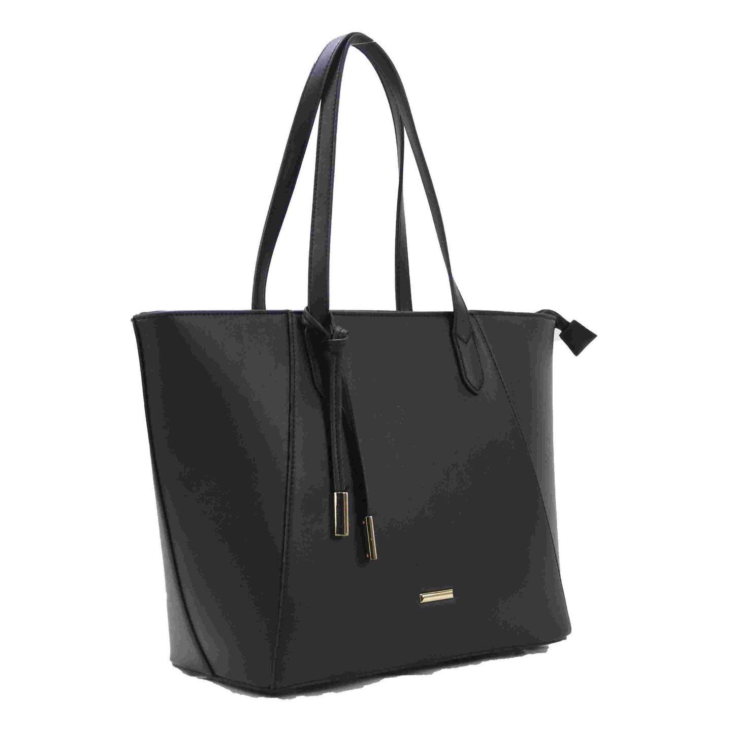 Beg Tote Bertekstur Hitam Beige Hitam dengan Pemegang Berganda