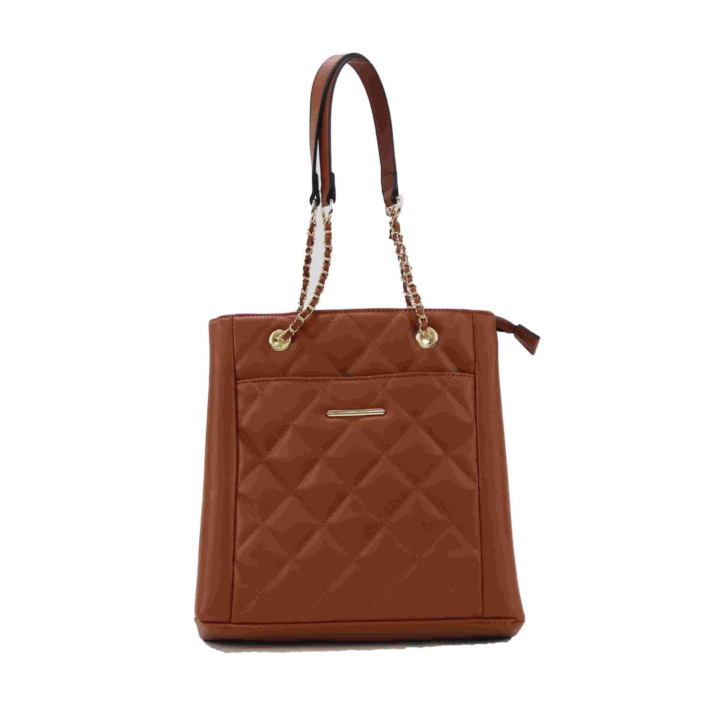 Tan Quilted Bag with Chain Strap