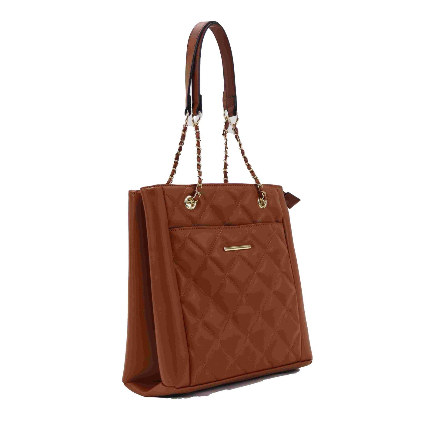 Tan Quilted Bag with Chain Strap