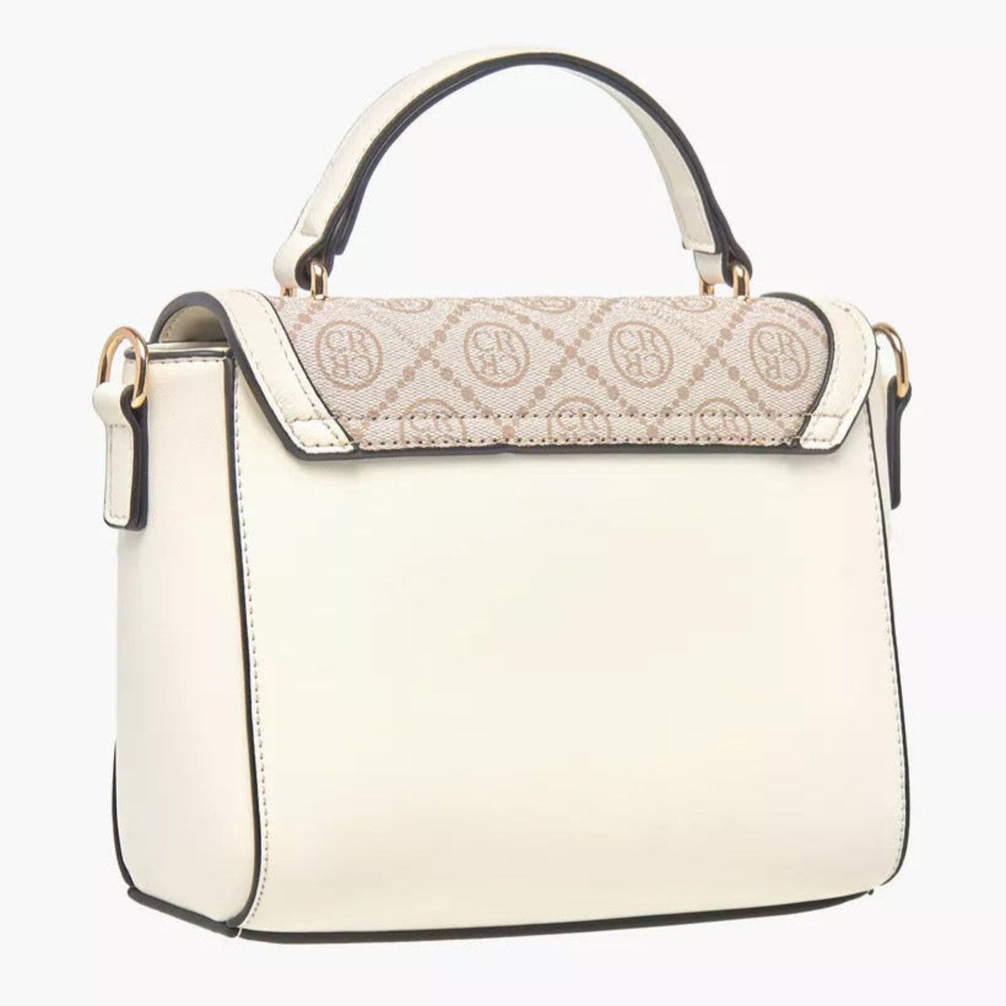 Off White Monogram Printed Satchel Bag with Detachable Strap