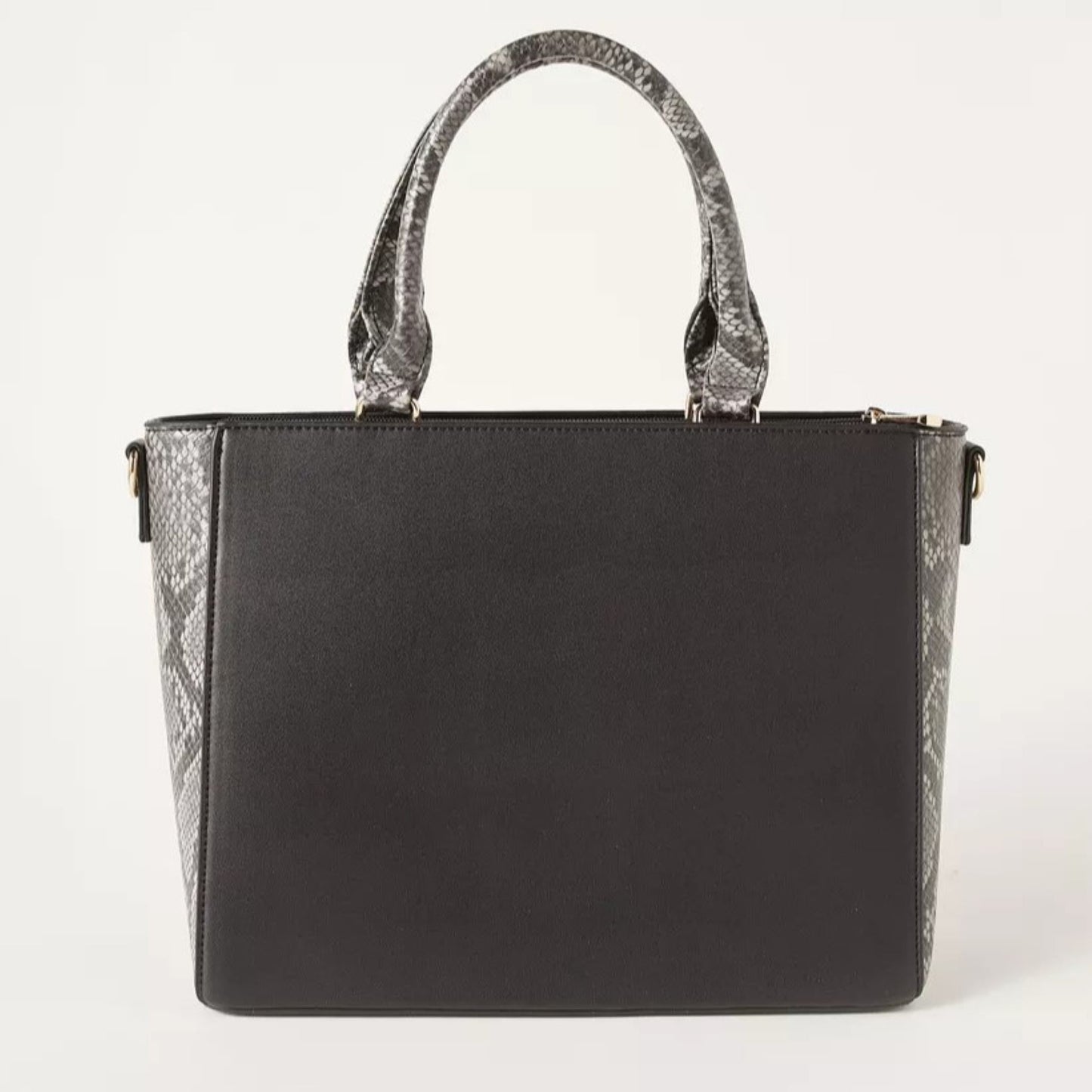 Black Top Handle Embossed Satchel Tote