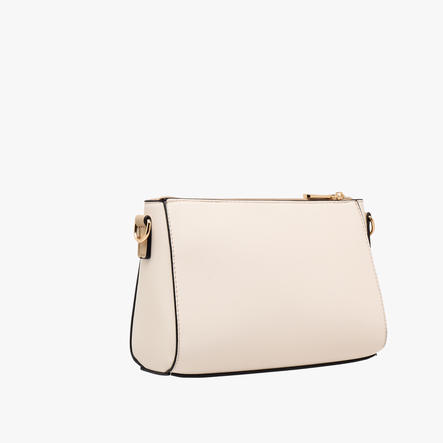 Beige Textured Crossbody Bag with Detachable Tassel