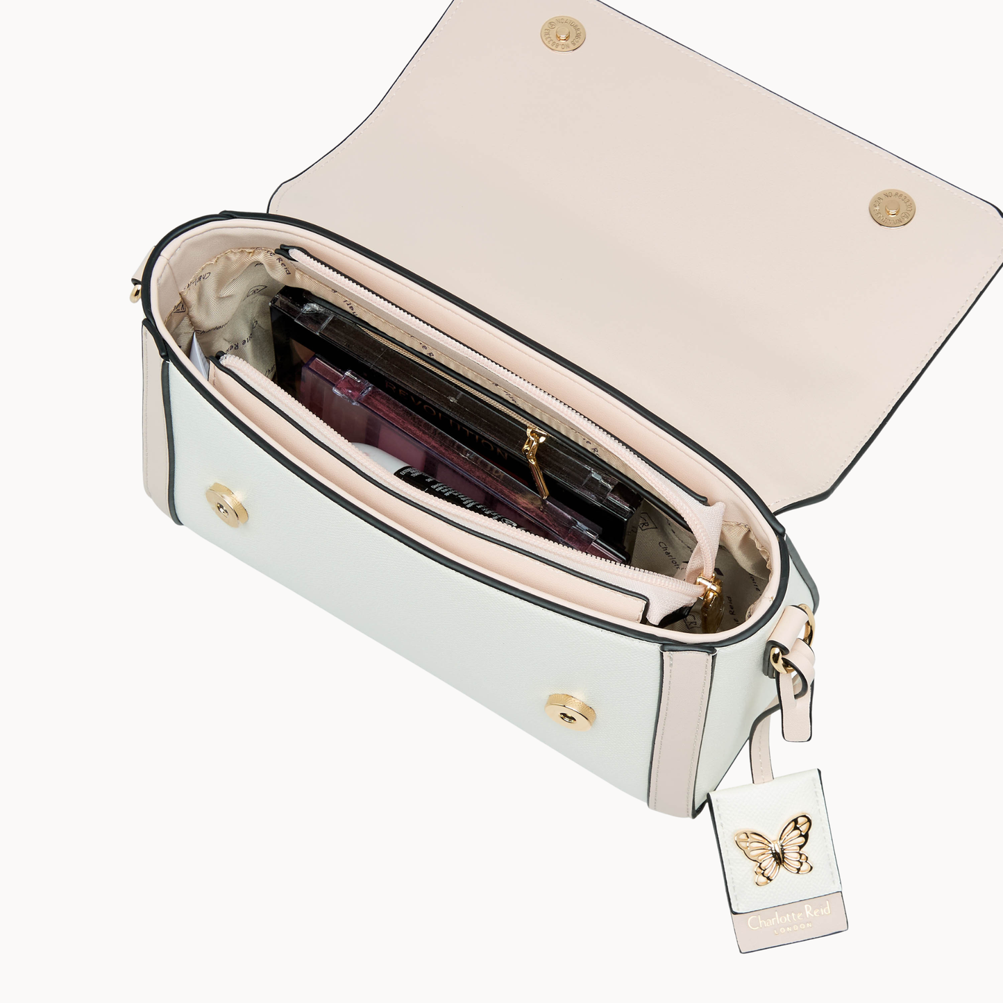 White Floral Embroidered Crossbody Bag with Magnetic Flap Closure
