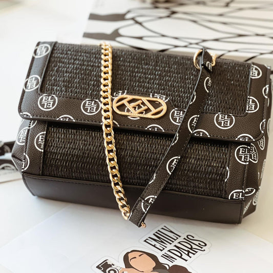 Raffia Black Crossbody
