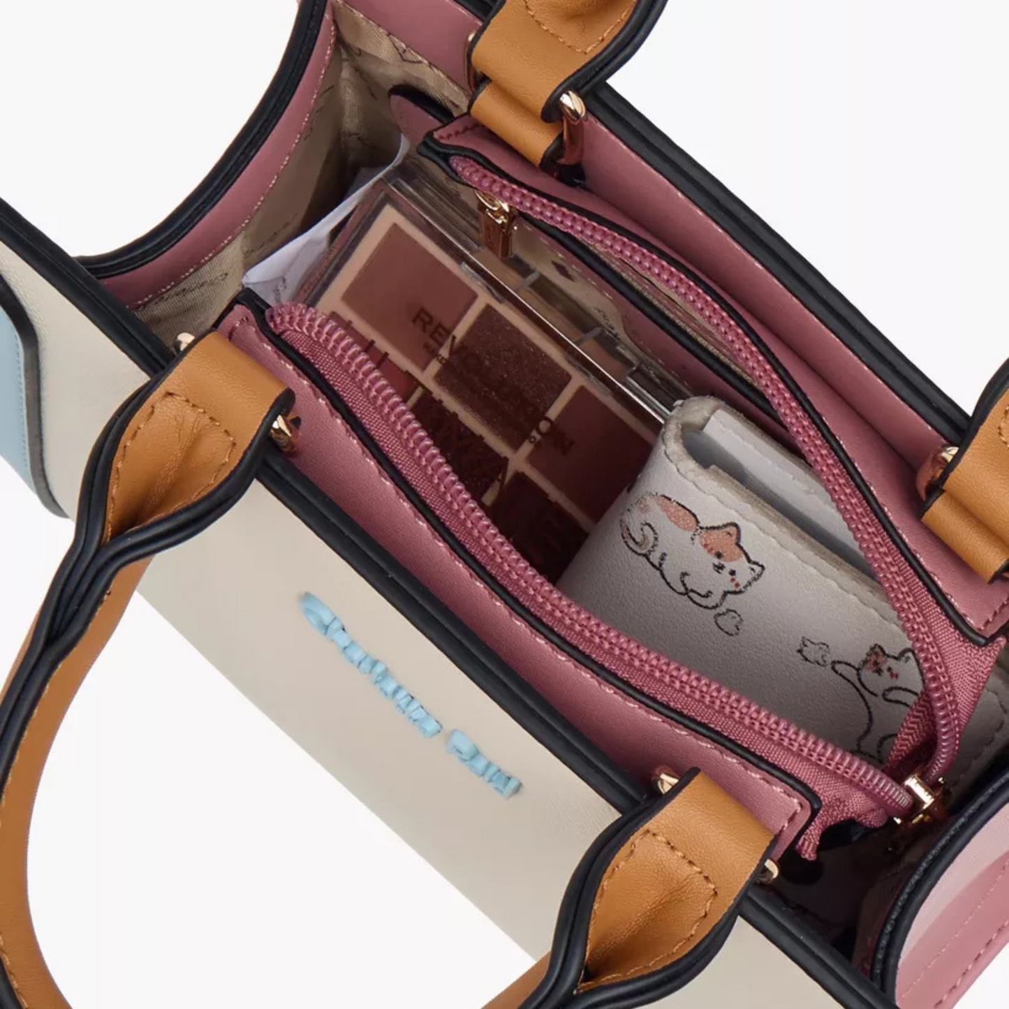 Pastel Tone Tote Bag with Double Handle and Zip Closure