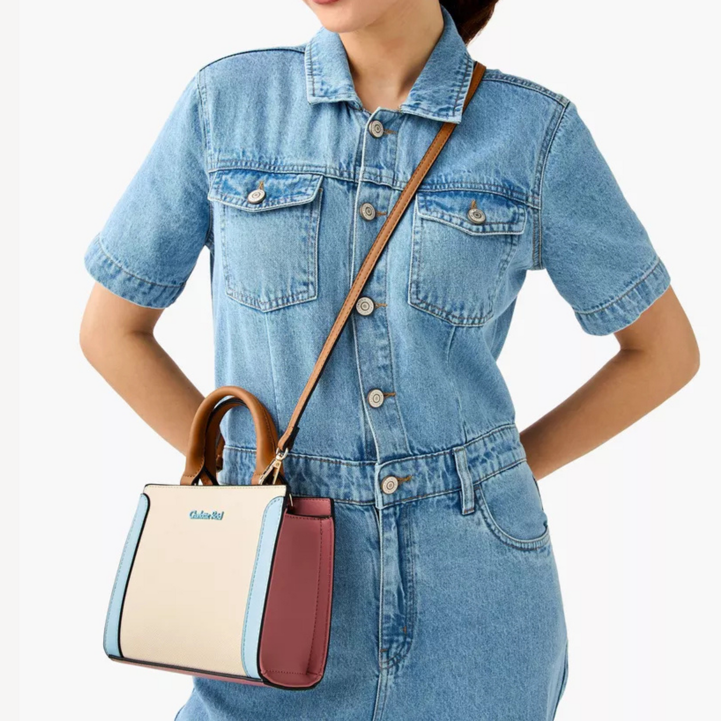 Pastel Tone Tote Bag with Double Handle and Zip Closure