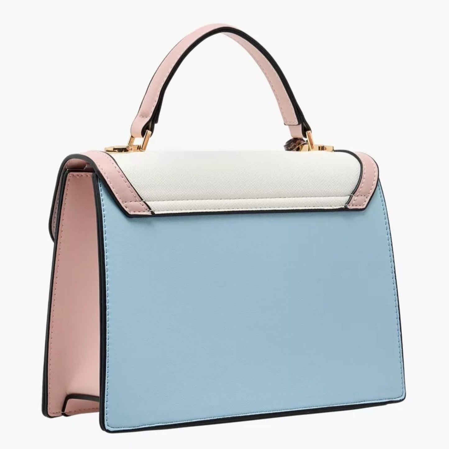 Pastel Colourblock Satchel Bag with Detachable Strap