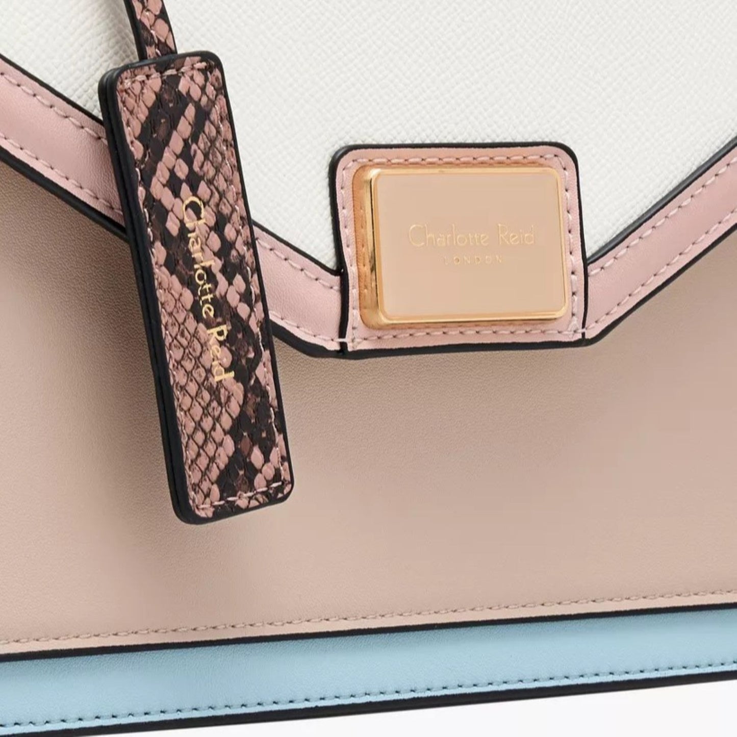 Pastel Colourblock Satchel Bag with Detachable Strap