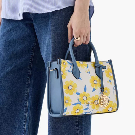 Blue Floral Satchel Bag