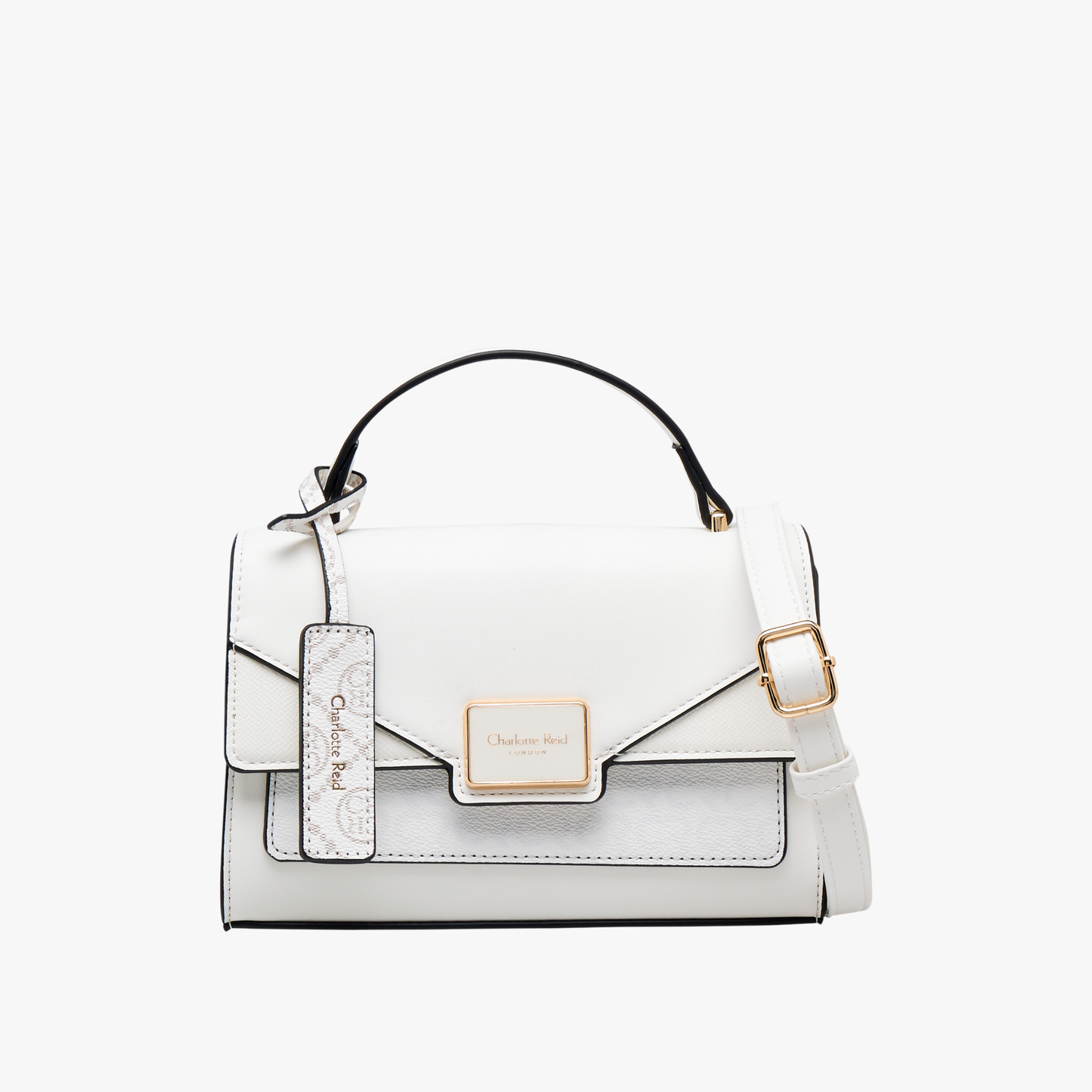 White Structured Crossbody Bag – Sleek Top-Handle Handbag