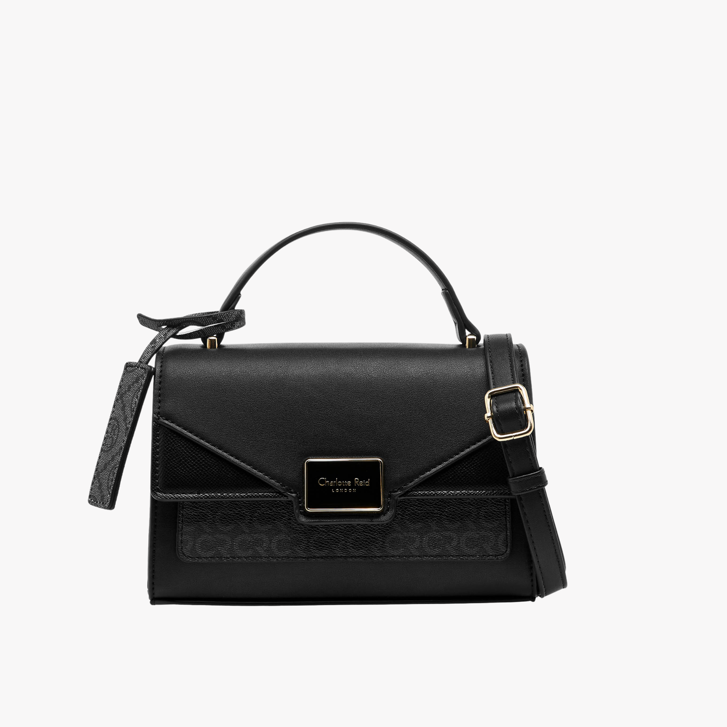 Black Structured Crossbody Bag – Sleek Top-Handle Handbag