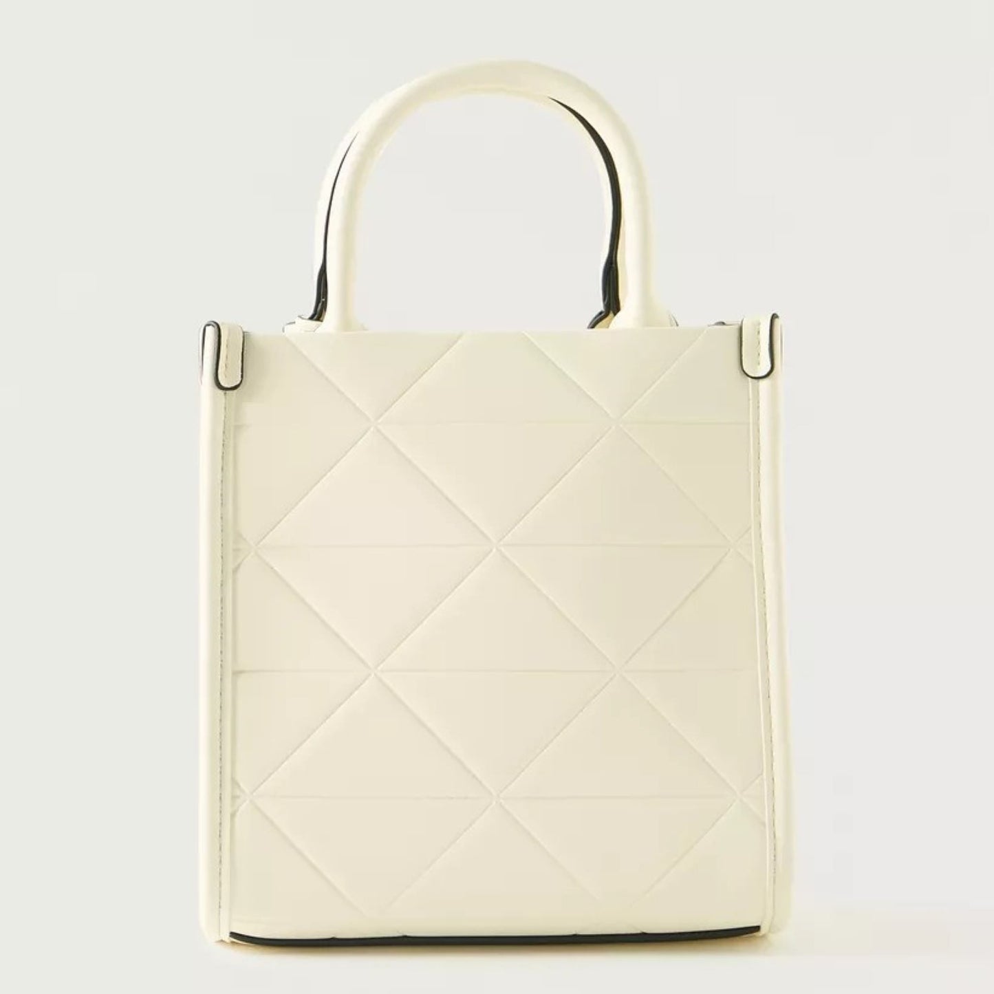 Off White Quilted Tote Bag with Double Handle