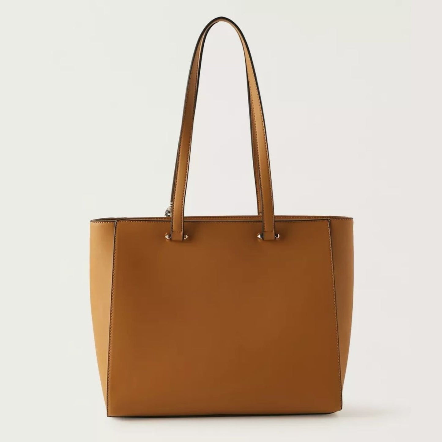 Tan Textured Monogram Tote Bag with Scarf Detail