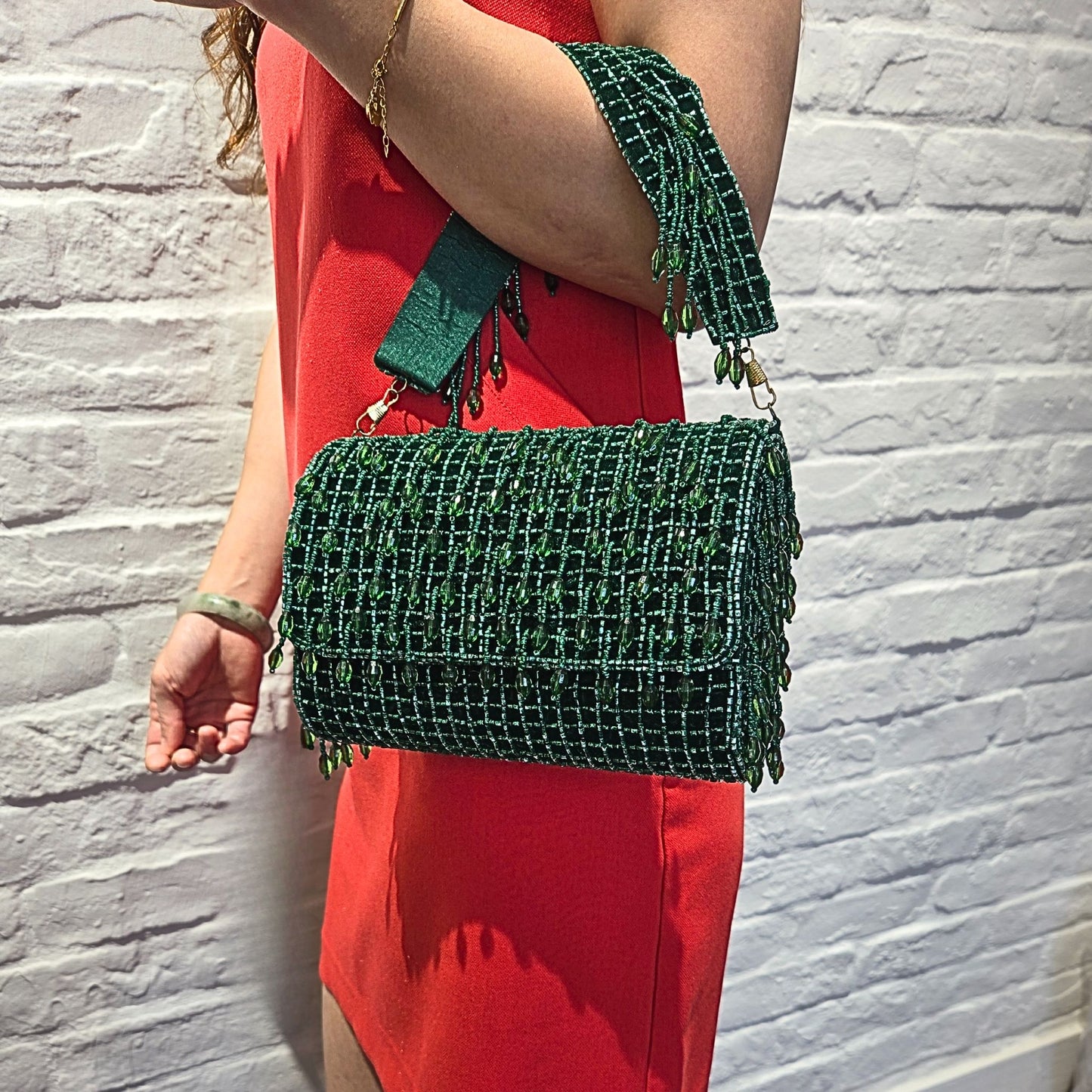 Emerald Beaded Bag