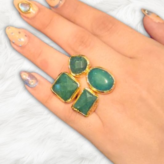 4 Gems Ring in Green