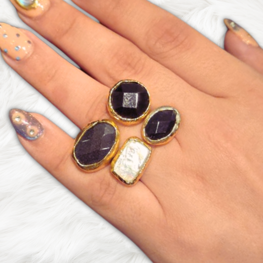 4 Gems Ring in Black