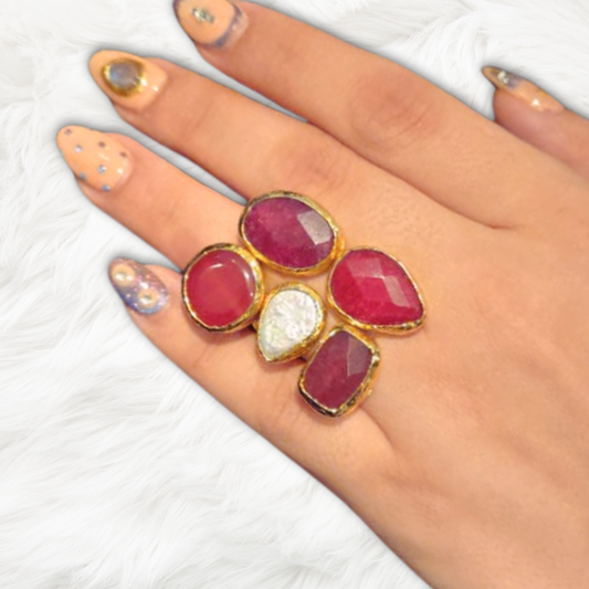 5 Gems Ring in Red