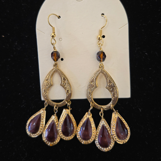 Arabian-inspired statement earrings with hand-painted cloisonné beads & 14K gold-plated pewter. Bold, elegant, approx. 3 inches long from InStyle Fashion HK.