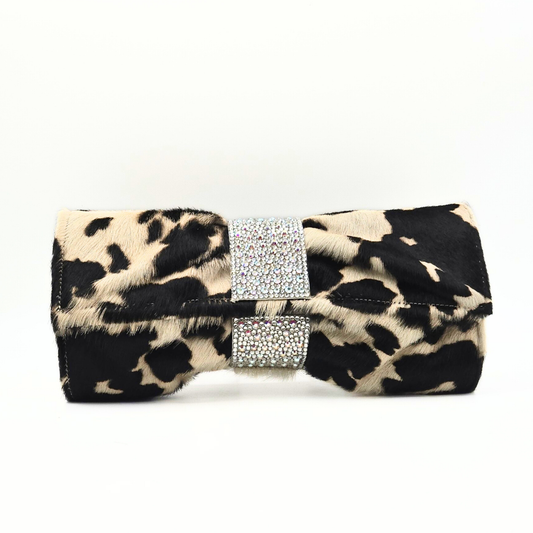 Bow Calf Fur Clutch Bag