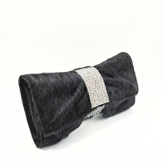 Exquisite Italian calf‑fur ANNIKA RUCCI clutch with a Swarovski crystallised patch—indulge in luxury today from InStyle Fashion HK.