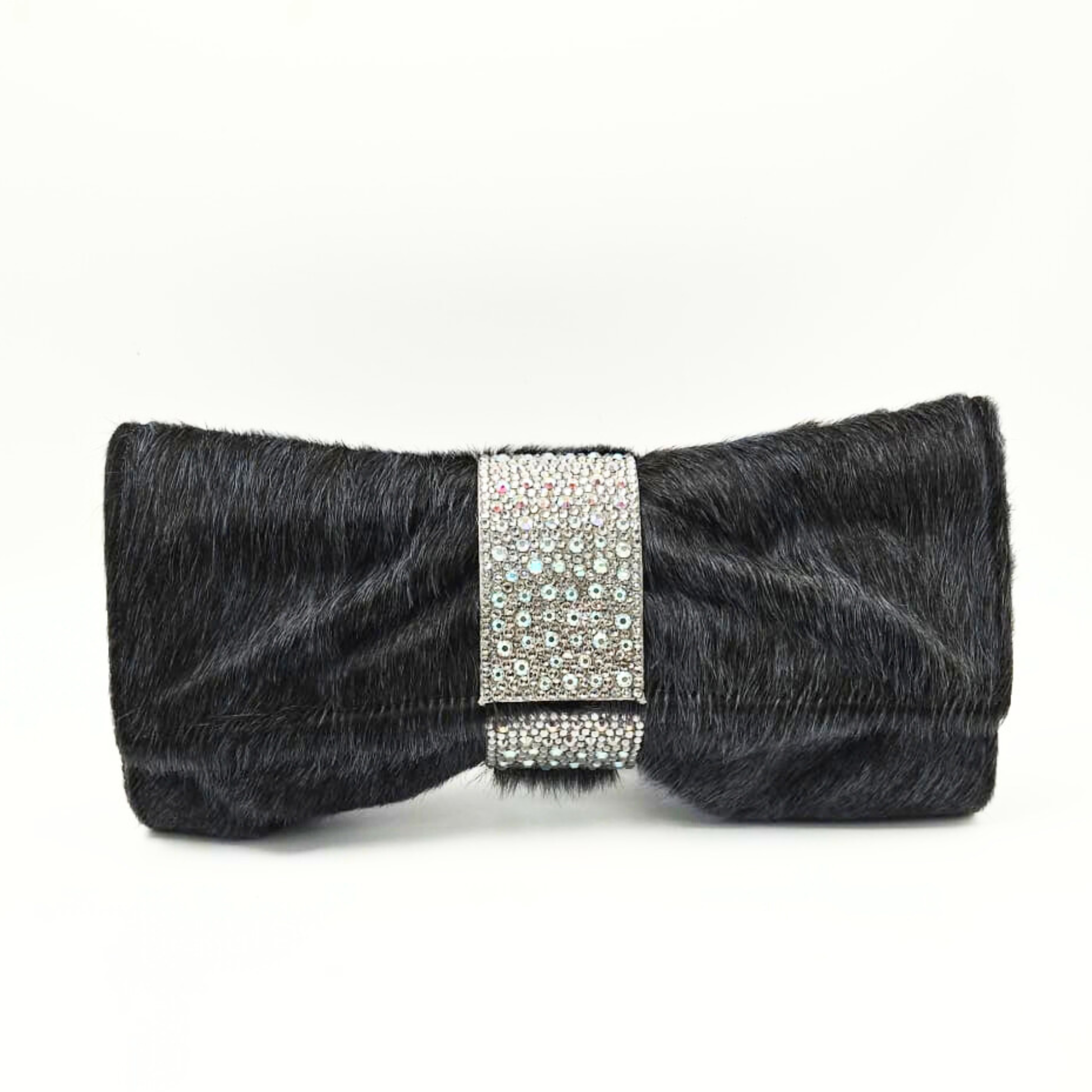 Exquisite Italian calf‑fur ANNIKA RUCCI clutch with a Swarovski crystallised patch—indulge in luxury today from InStyle Fashion HK.