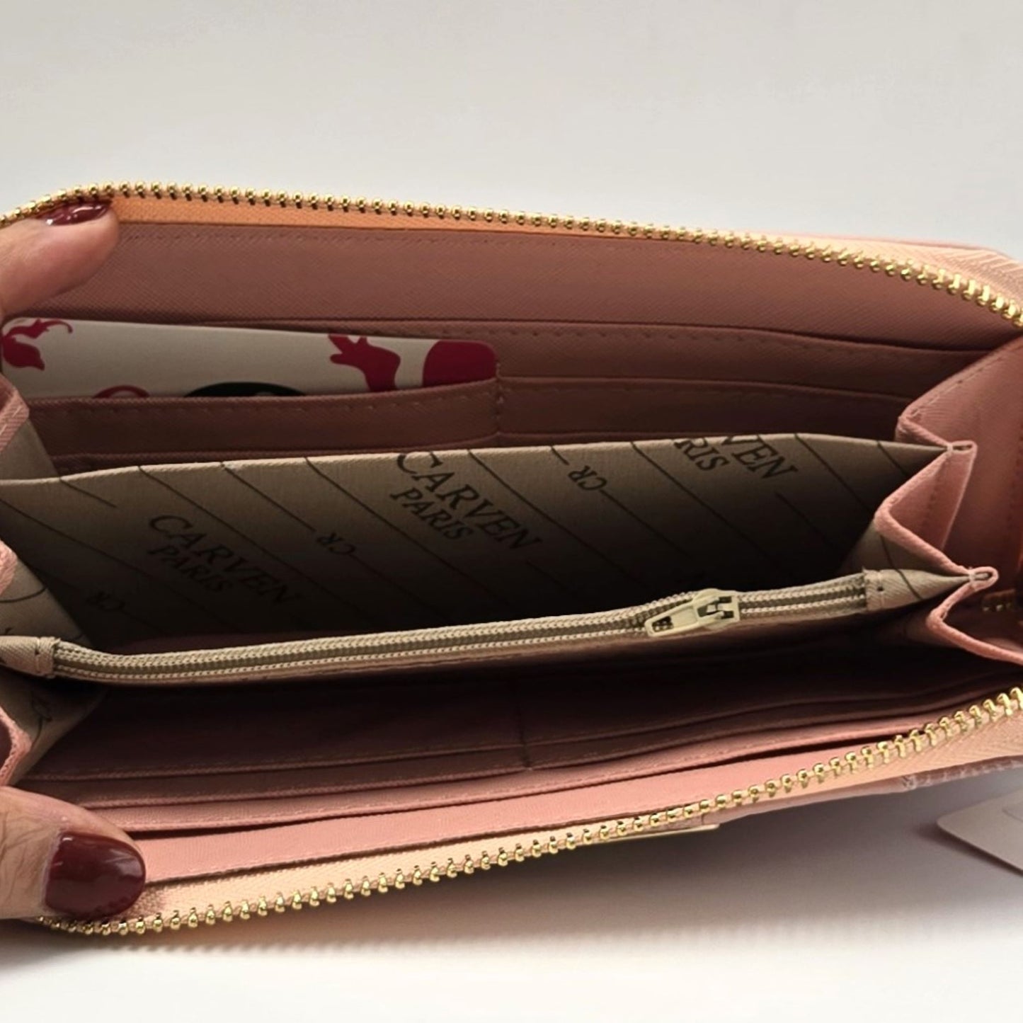 Pink Multi-Textured Zipper Wallet