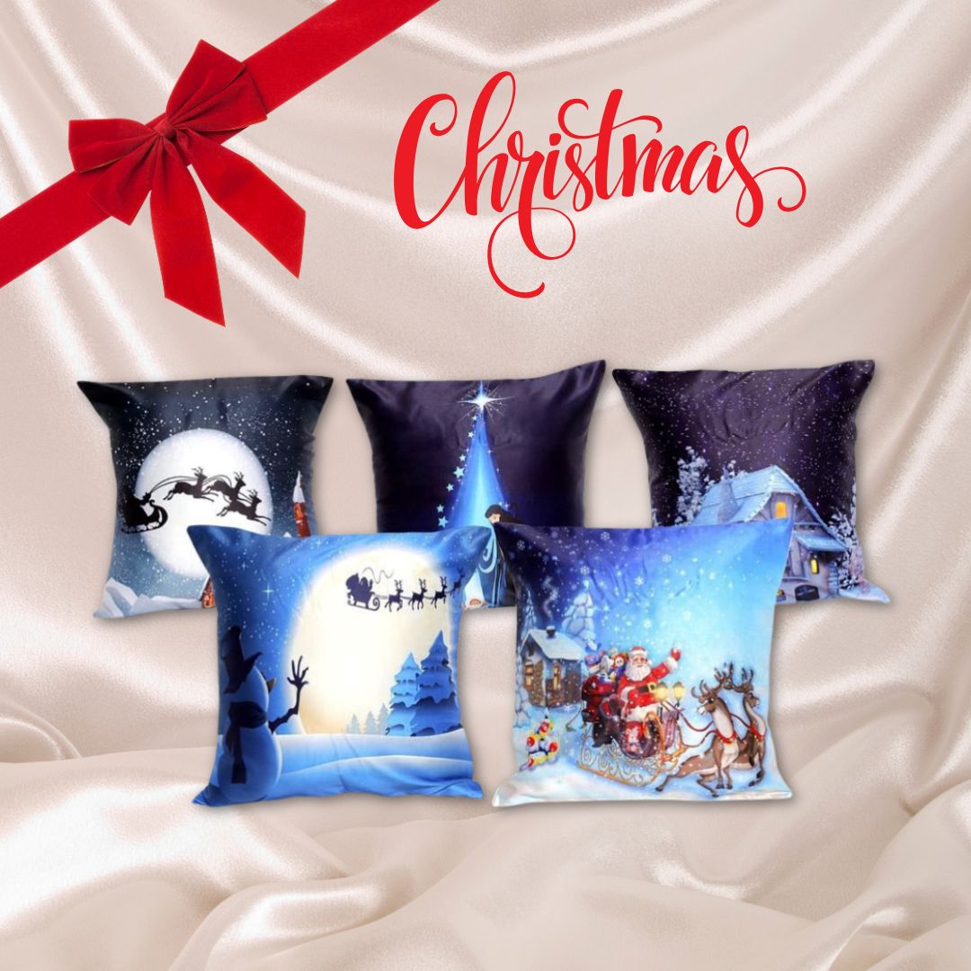 Christmas scenes print cushion covers or throw pillows.