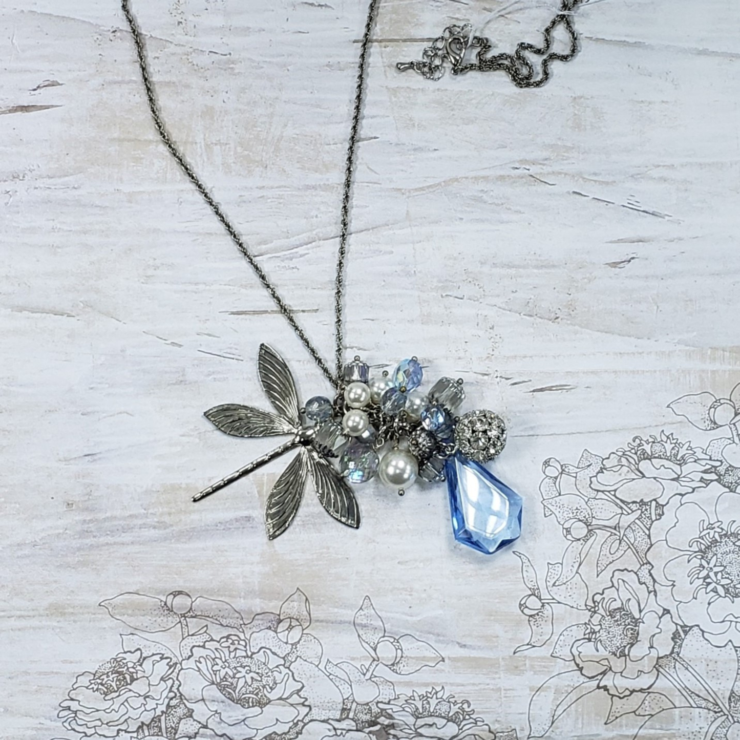 Dragonfly Cluster Long Pendant Necklace