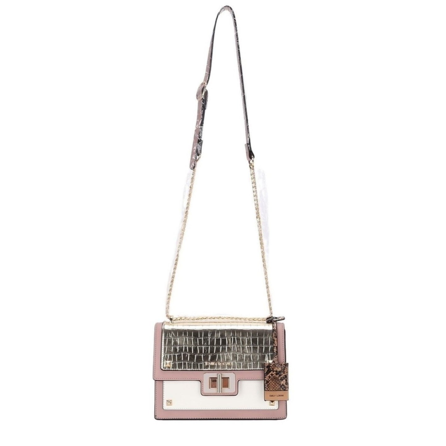 Gold & Nude Multi Textured Crossbody Bag