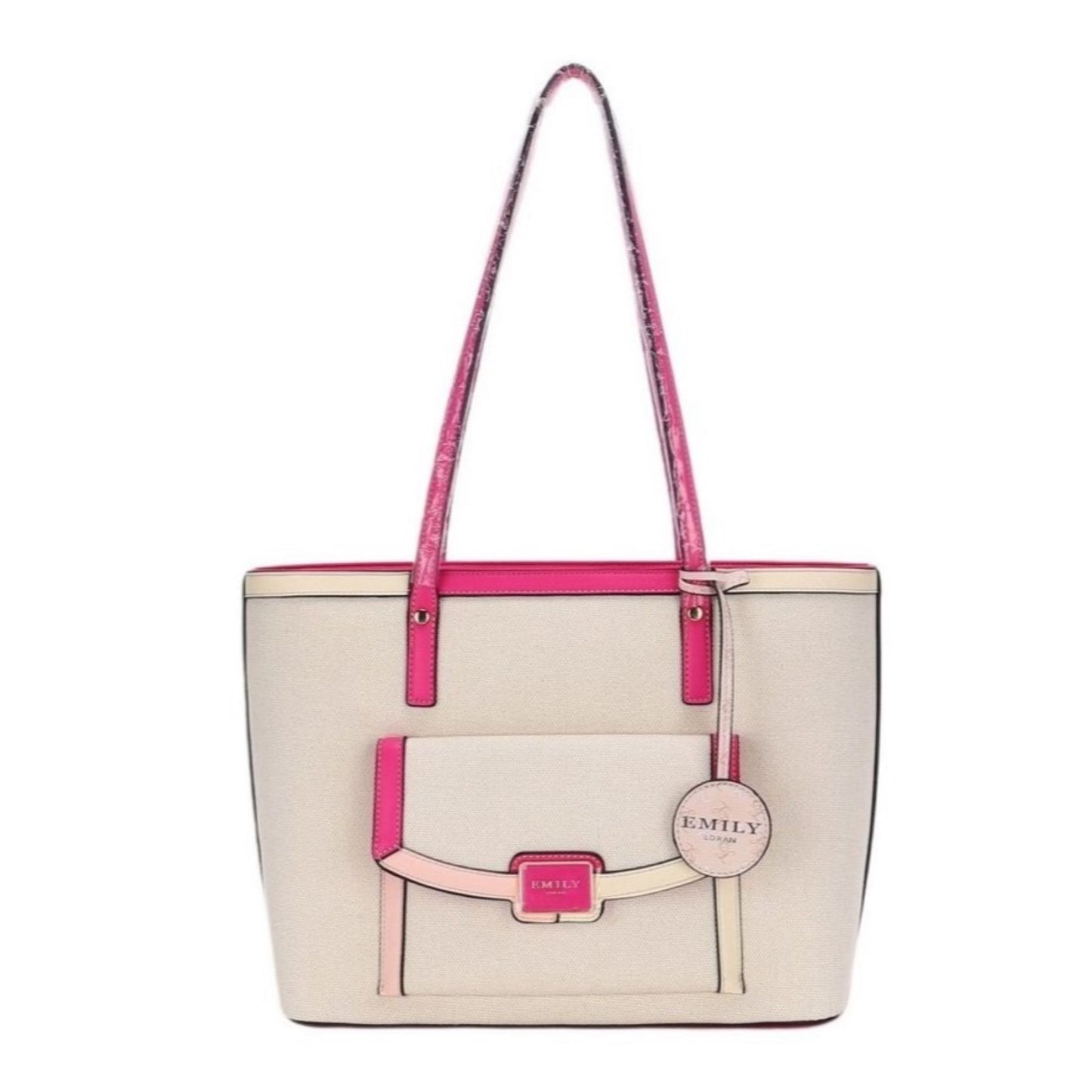 Beige Textured Tote Bag with Double Handles