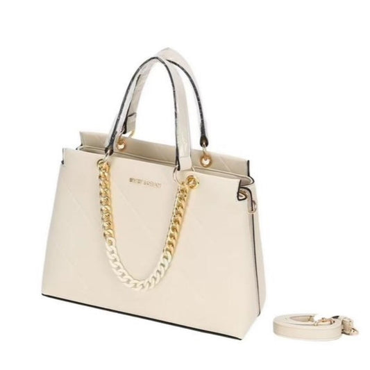 White Quilted Bag with Chunky Chain