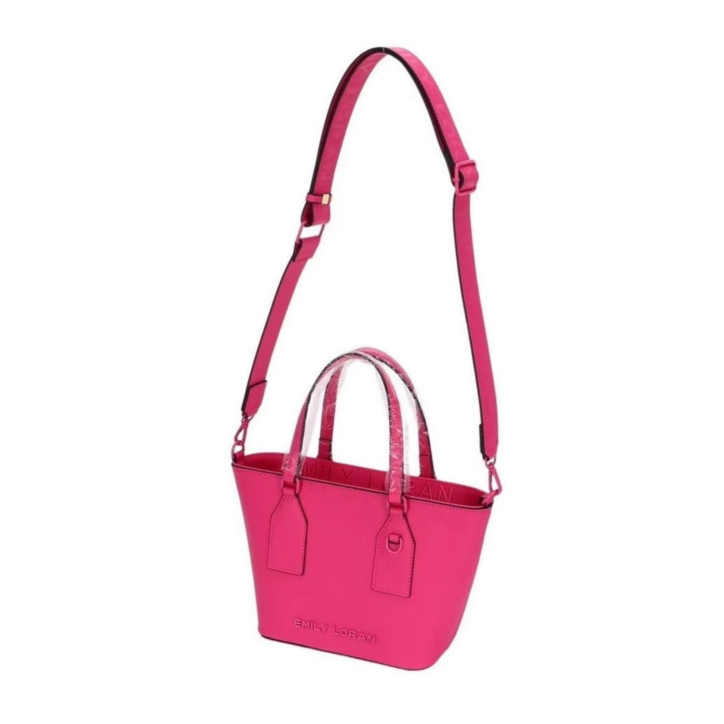 Fuschia Satchel Tote with Woven Strap