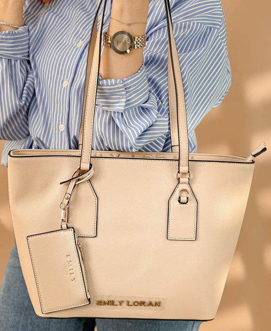 Beige Shoulder Bag with Pouch