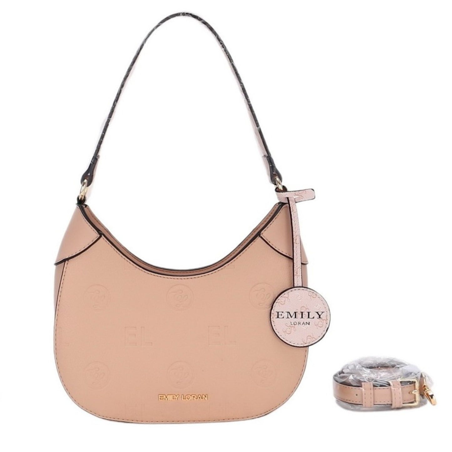 Nude Beige Crescent Shoulder Bag