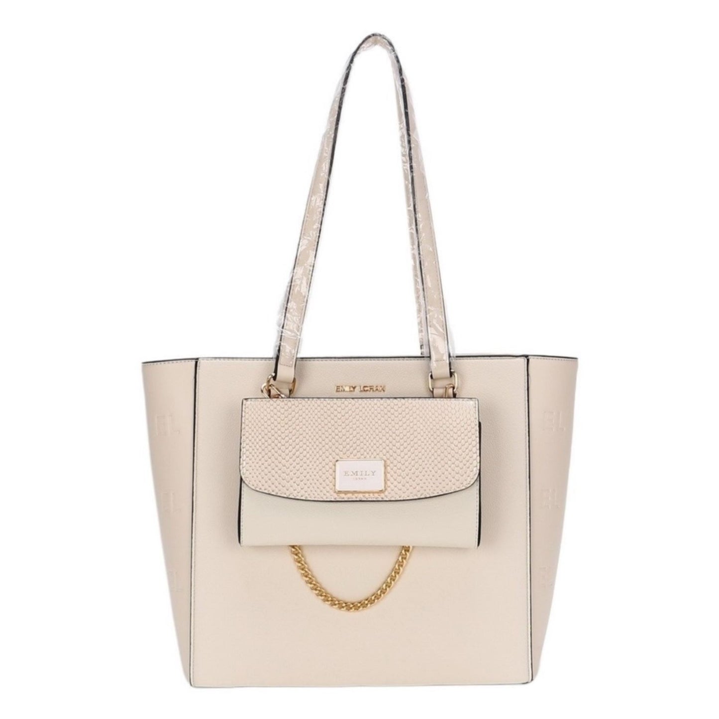 Beige Shoulder Tote with Purse