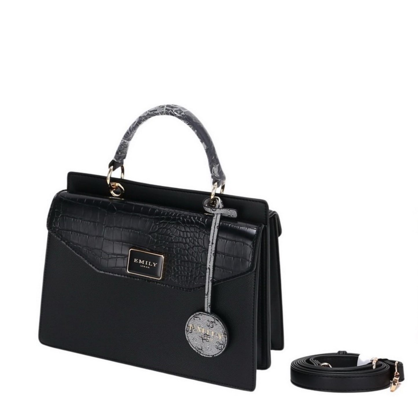 Black Double Flap Satchel