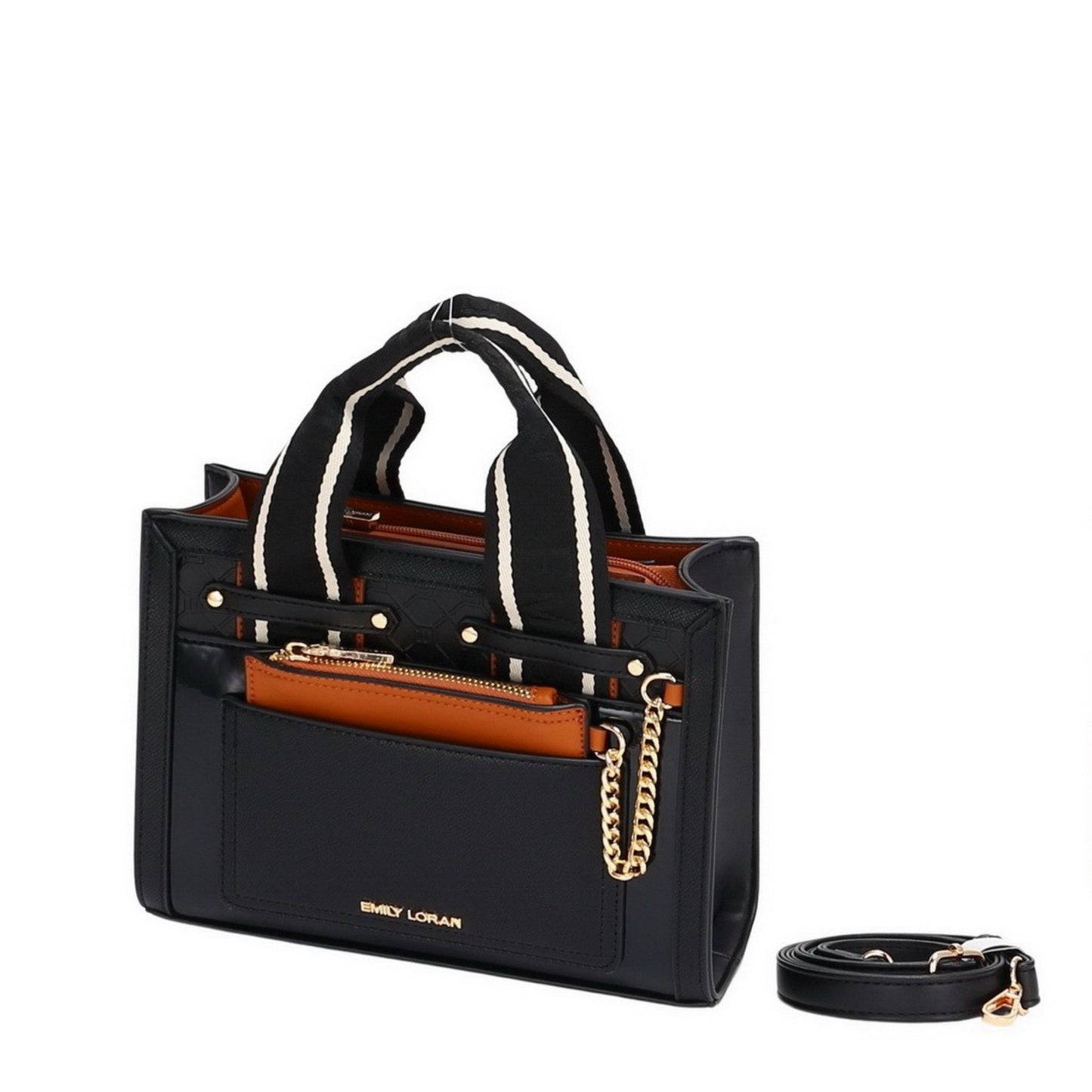 Black Satchel Bag with Pouch