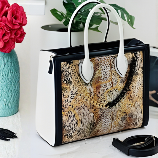 Leopard Print Tote with Chain
