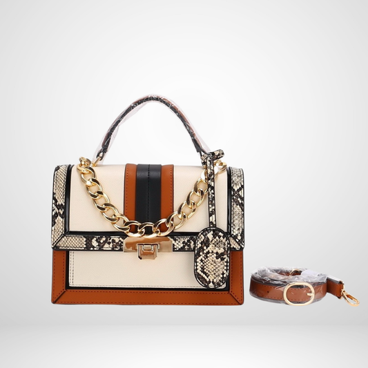 Structured Satchel with Chain Accent