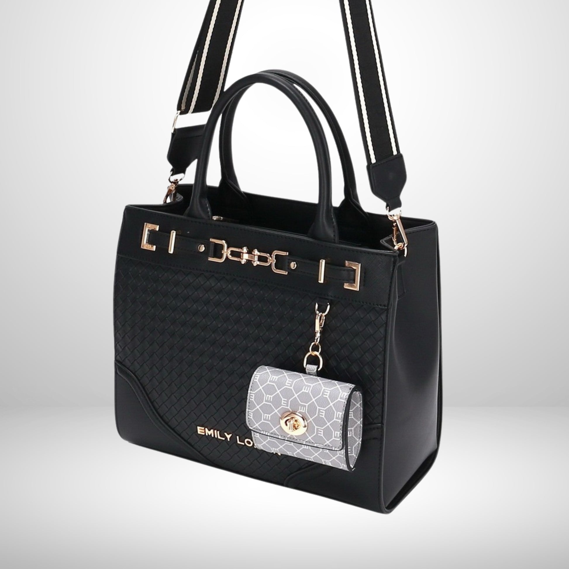 Quilt-embossed tote with zippered pouch, dual compartments, monogram lining & removable strap. Spacious fits laptop & daily essentials from InStyle Fashion HK.